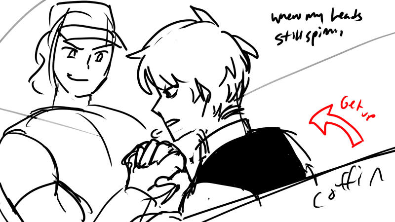 (Dialogue) Keiji: "Whew my head's still spinnin'."